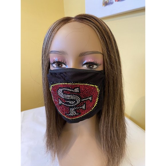 San Francisco 49ers Bling Rhinestone Face Mask Front Logo - Picture 7 of 10